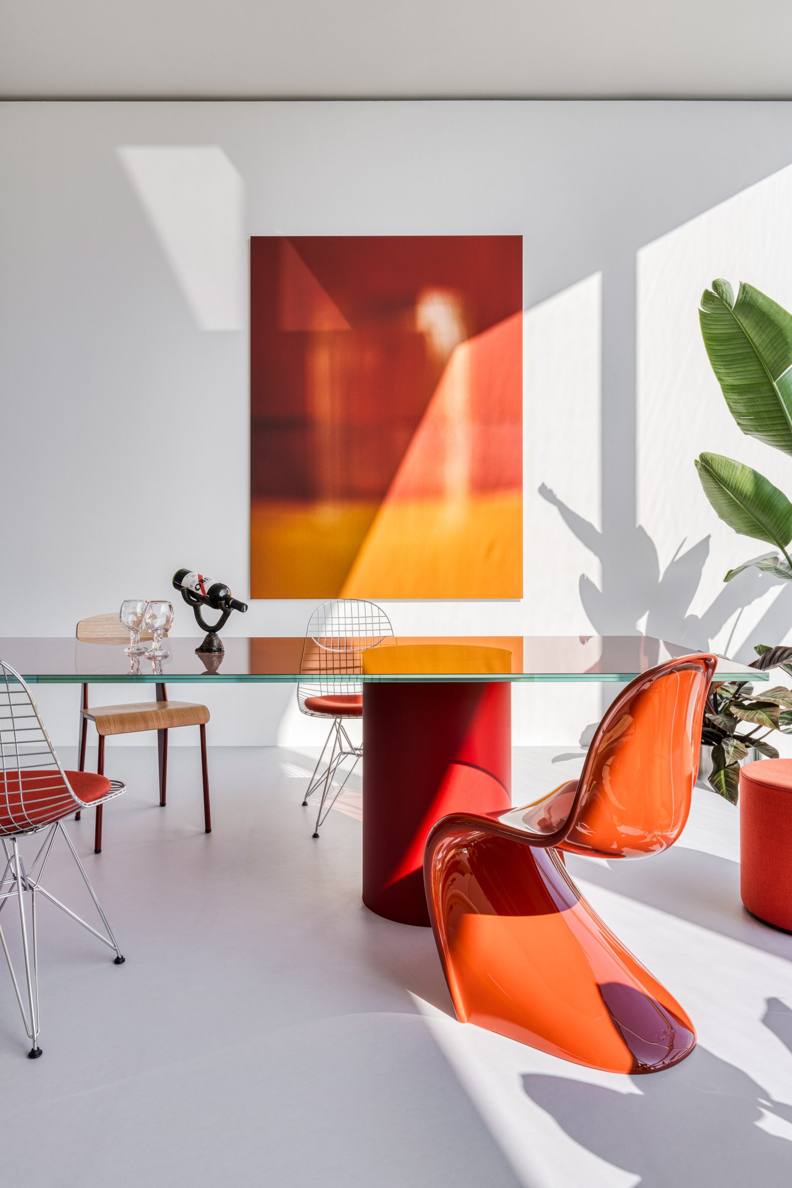 Mismatched seating inside VitraHaus loft, Germany, by Sabine Marcelis